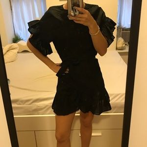 ruffled linen wrap dress